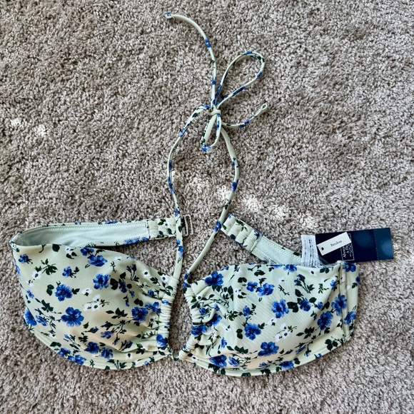 NWT Abercrombie Floral Bikini Set - Size M - Matching Top & Bottom - Green Blue - Picture 4 of 7